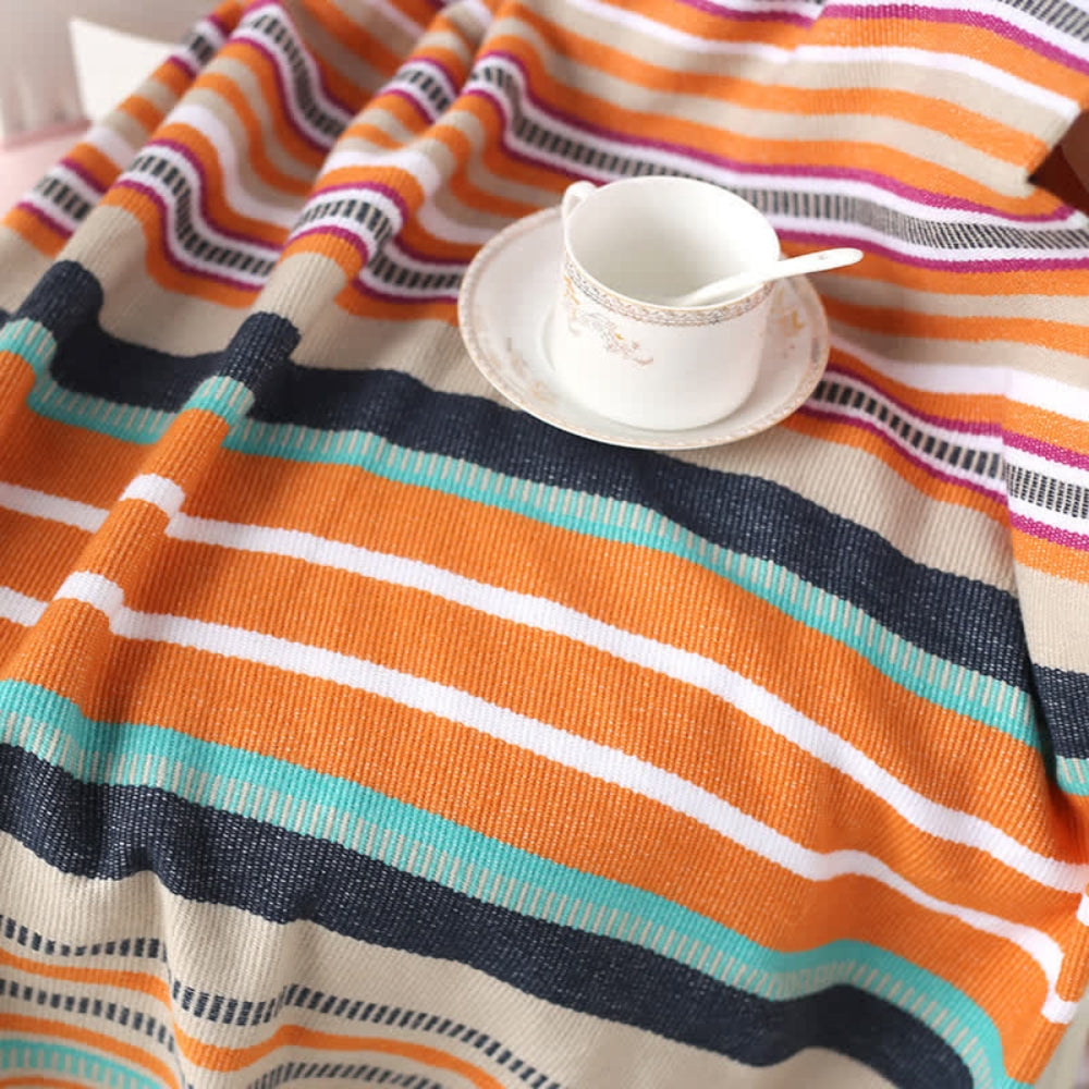 CozyHome | Rainbow Striped Tassel Throw Blanket