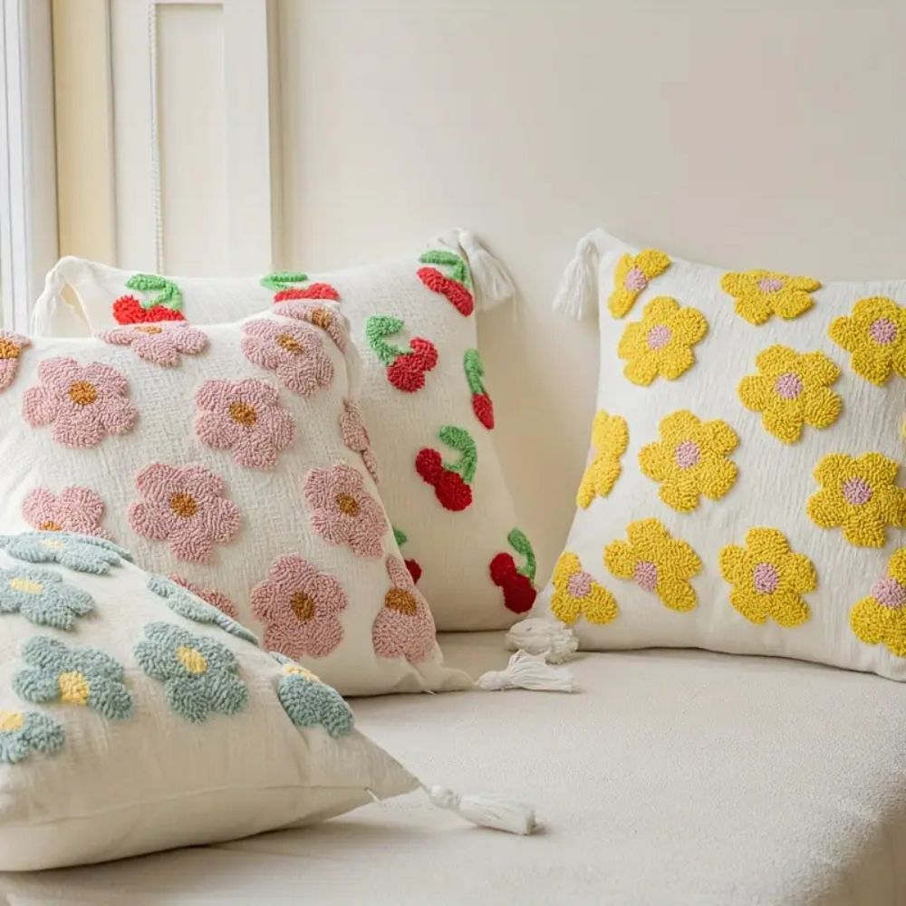 BohoNest | Tassel-Trimmed Floral Cushions