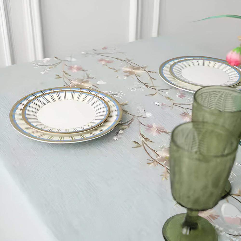 BlossomWeave | Elegant Floral Tablecloth For Dining Table