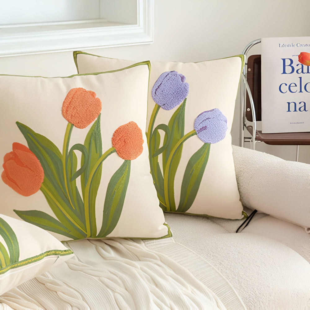BloomingHome | Tulip Pattern Decorative Cushion Cover
