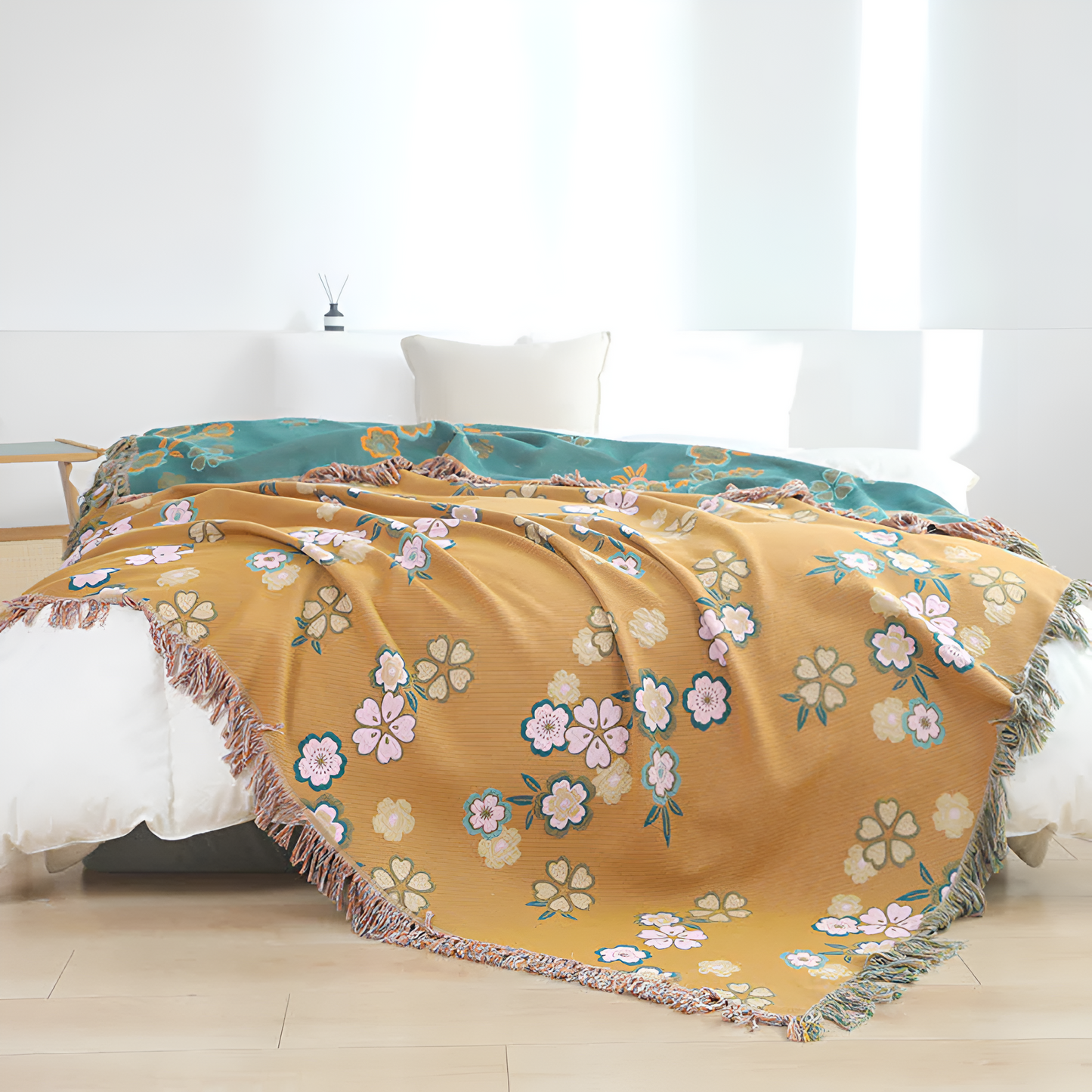 BloomingCo | Floral Tassel Throw Blanket