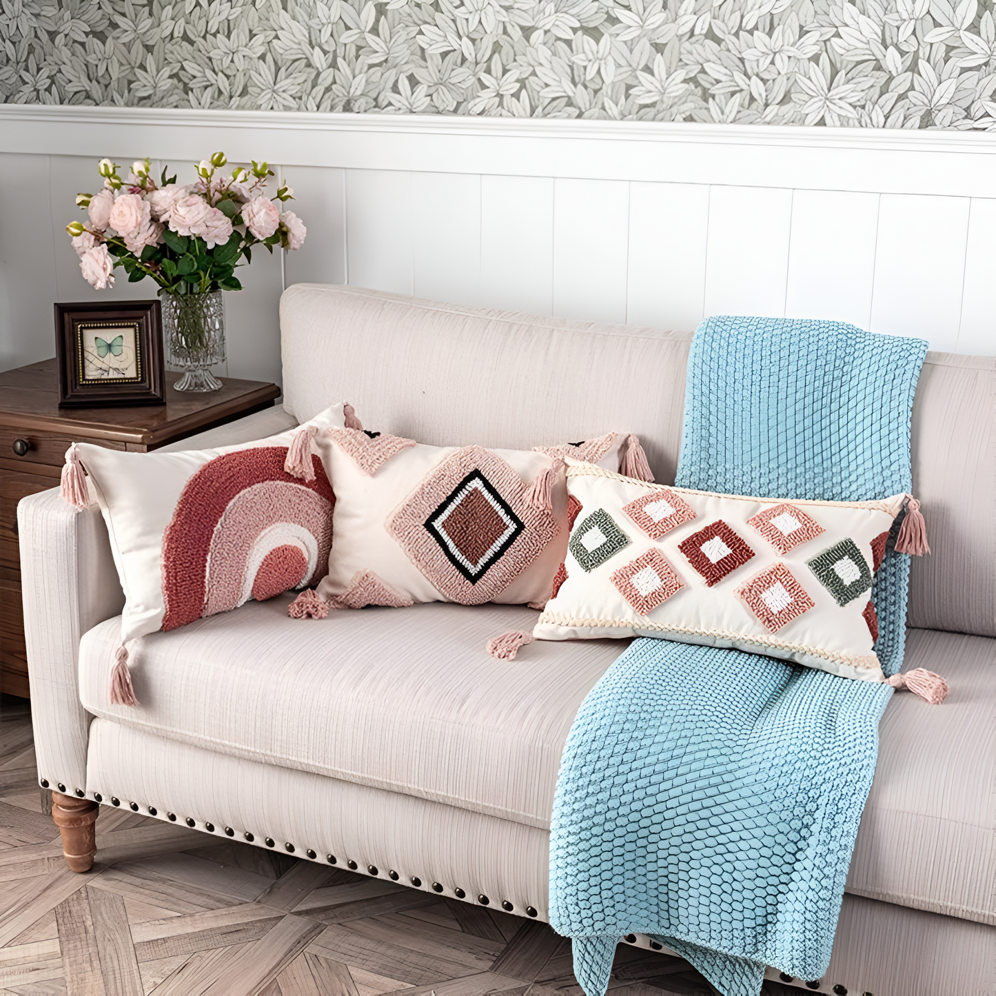 BohoNest | Tufted Embroidered Boho Cushion Cover