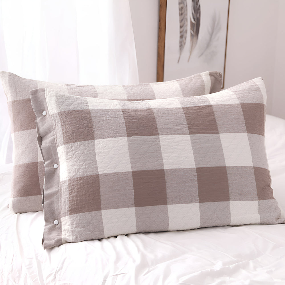 CozyHome | Checked & Striped Cotton Pillowcase