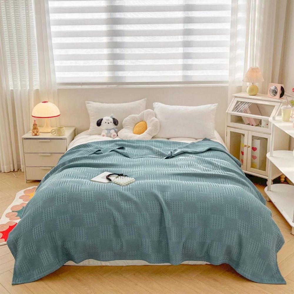 CozyHome | Blush Waffle Checkered Throw Blanket
