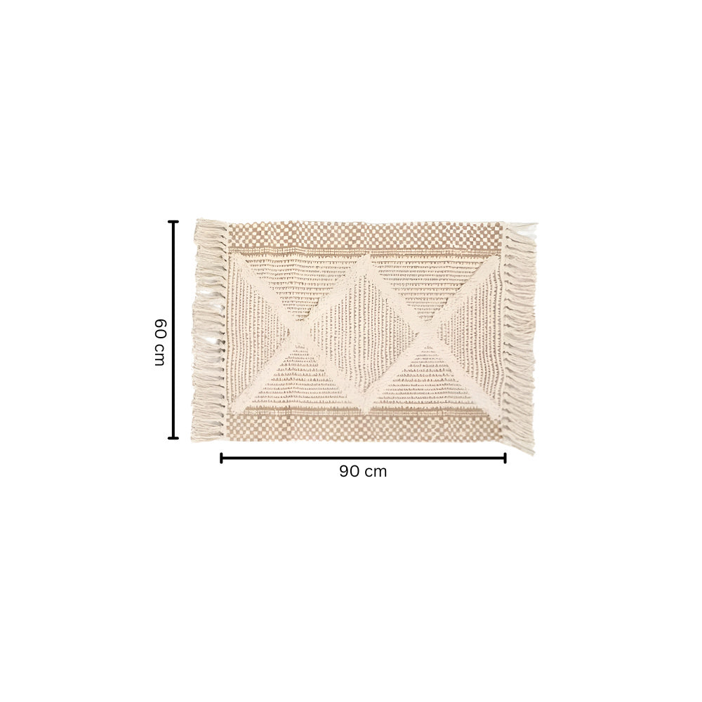 CozyHome | Beige Textured Fringe Tassel Rug