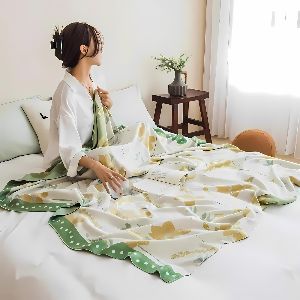 YellowLeaf | Cooling Blanket With Yellow Flower Design