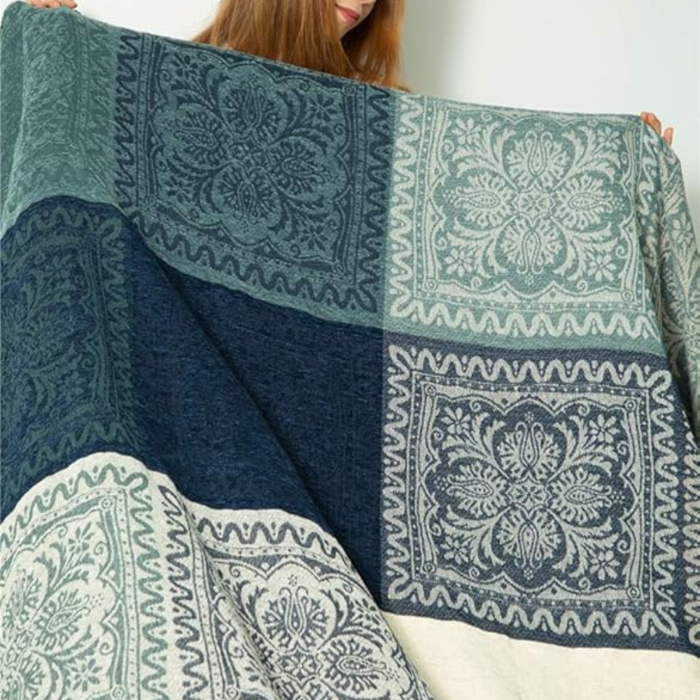 BohoCozy | Floral Tassel Knit Bohemian Blanket