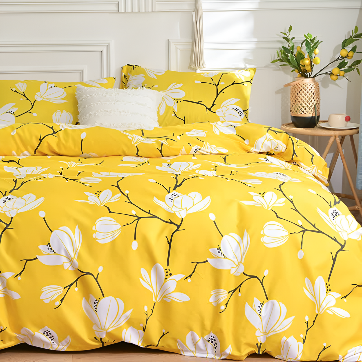 YellowBlossom | 3pcs Floral Duvet Cover Set