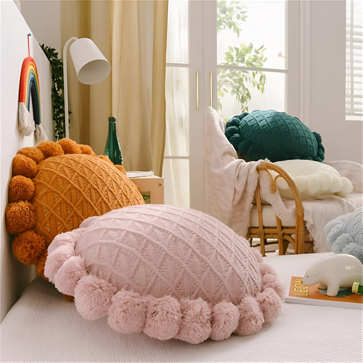 ChicDecor | Sunflower Pom-Pom Cushion Pillow
