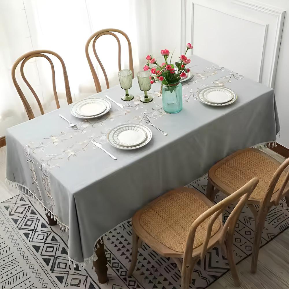 BlossomWeave | Elegant Floral Tablecloth For Dining Table