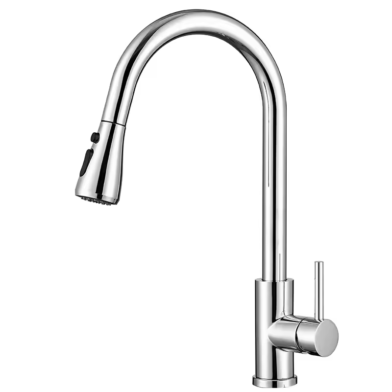 ChromeDuo | Mixer Tap White Swan Neck Kitchen Shower
