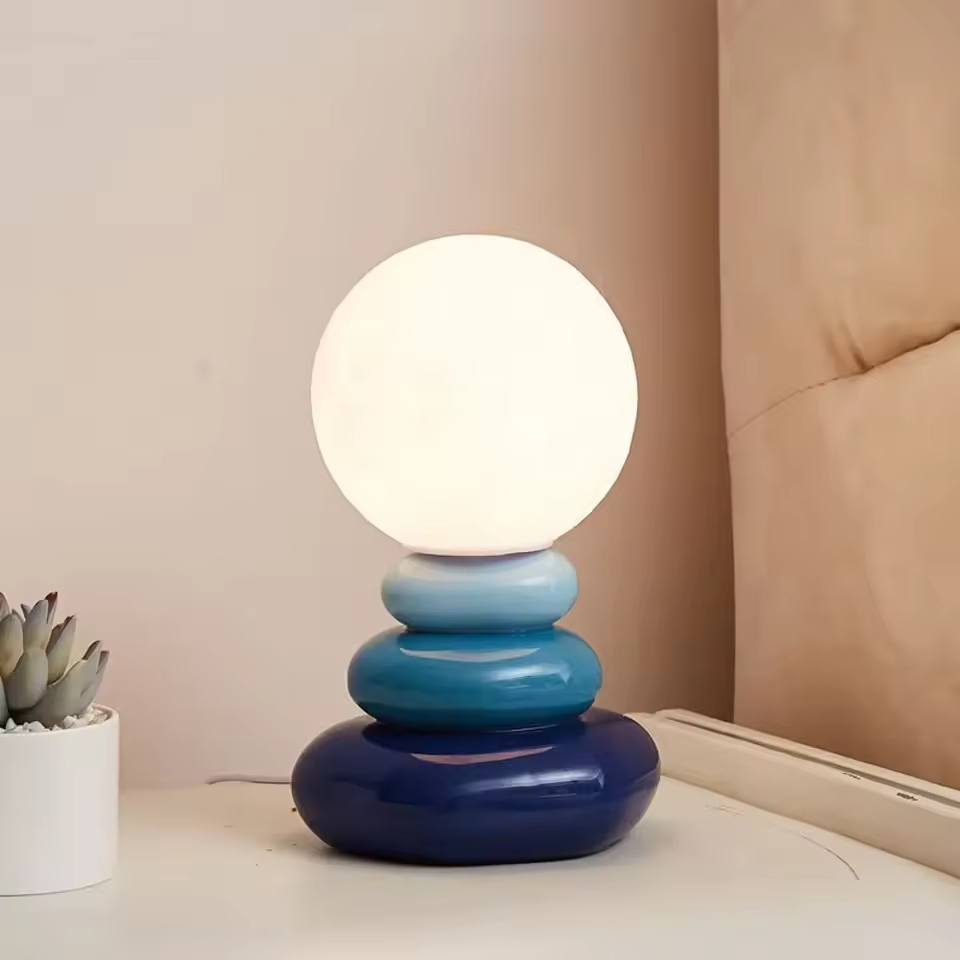 Colorful Stone Table Lamp - Creative Nordic Stacked Design Bedside Light