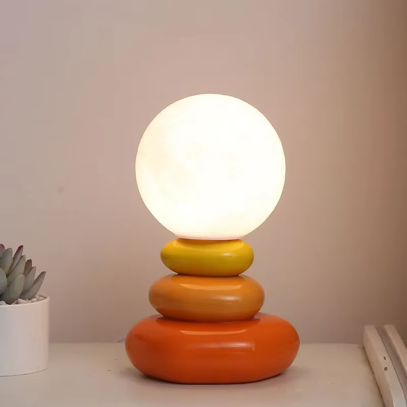 Colorful Stone Table Lamp - Creative Nordic Stacked Design Bedside Light