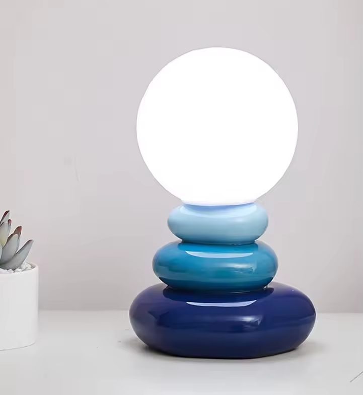 Colorful Stone Table Lamp - Creative Nordic Stacked Design Bedside Light