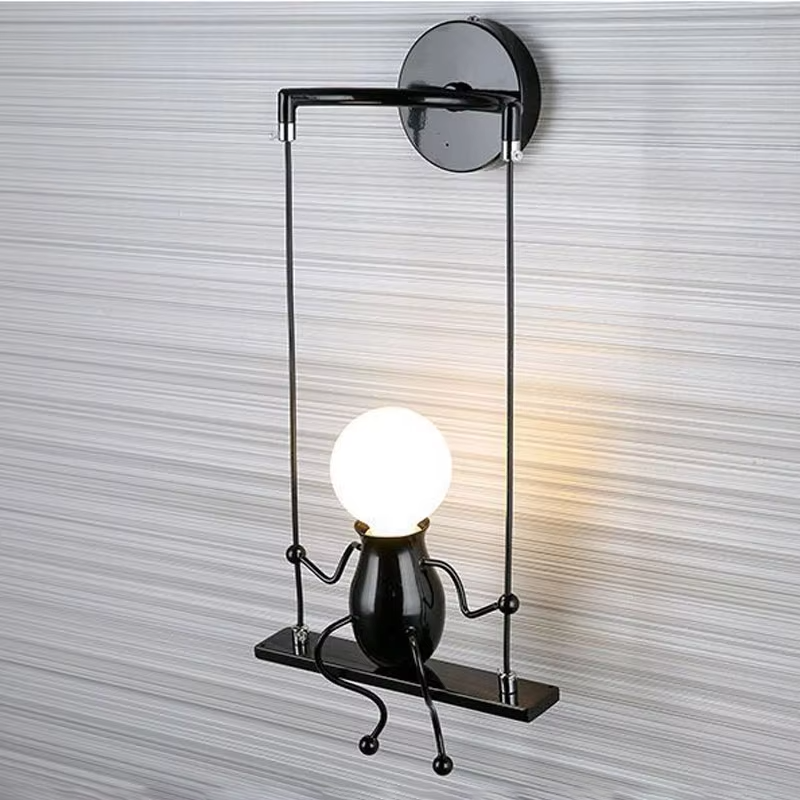Creative Iron Robot Wall Sconce - Sitting Figure Decorative Wall Light