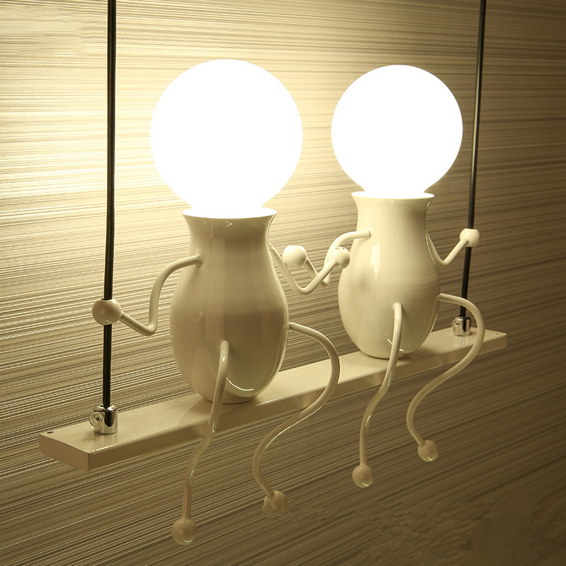 Creative Iron Robot Wall Sconce - Sitting Figure Decorative Wall Light