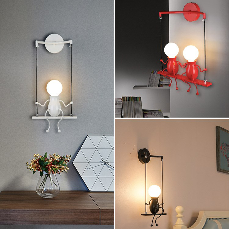 Creative Iron Robot Wall Sconce - Sitting Figure Decorative Wall Light