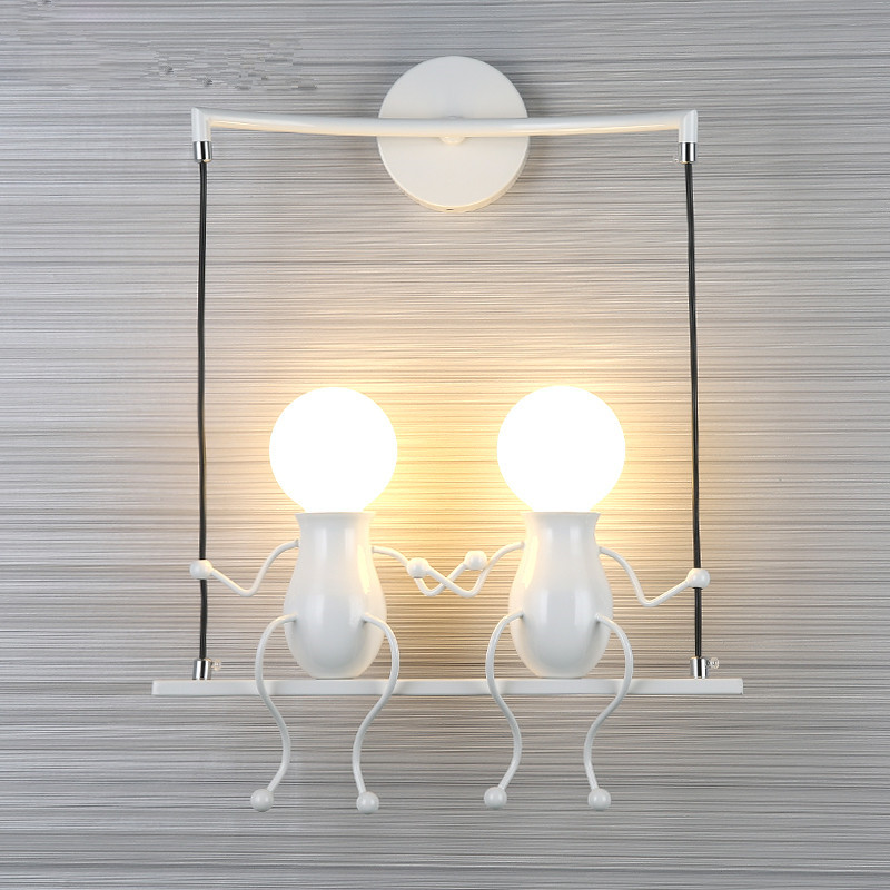 Creative Iron Robot Wall Sconce - Sitting Figure Decorative Wall Light
