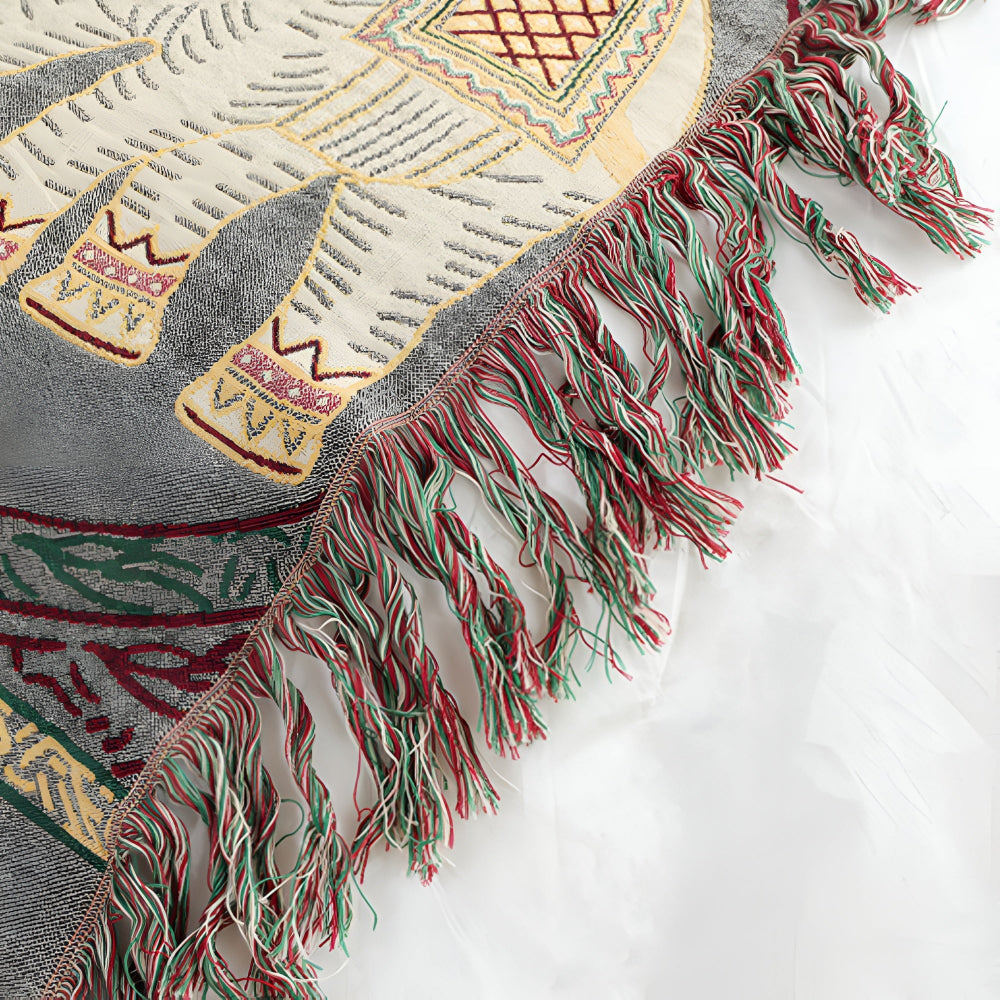 BohoHome | Bohemian Elephant Print Tassel Blanket