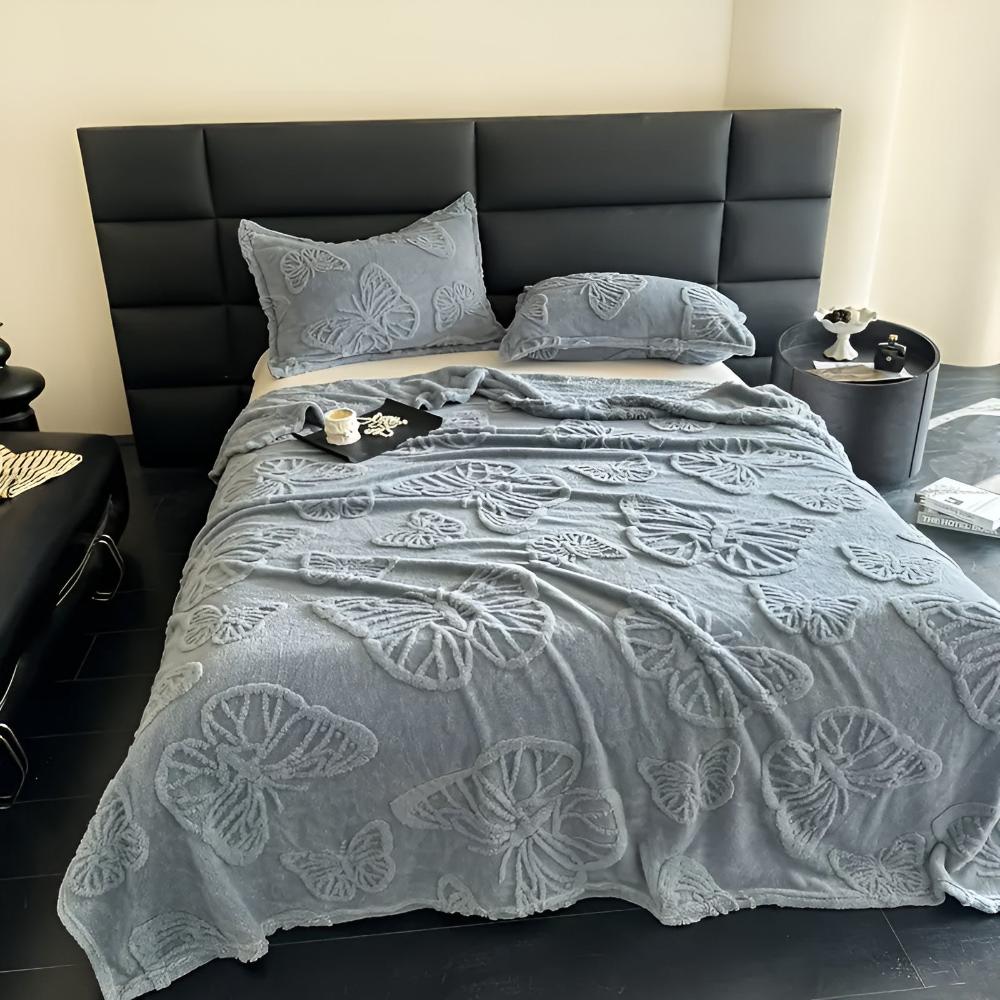 CozyNest | Butterfly Jacquard Flannel Blanket