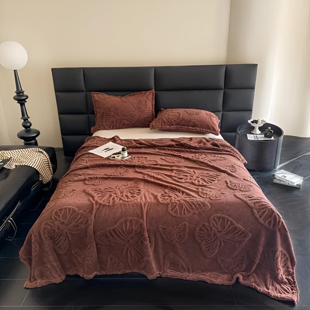 CozyNest | Butterfly Jacquard Flannel Blanket