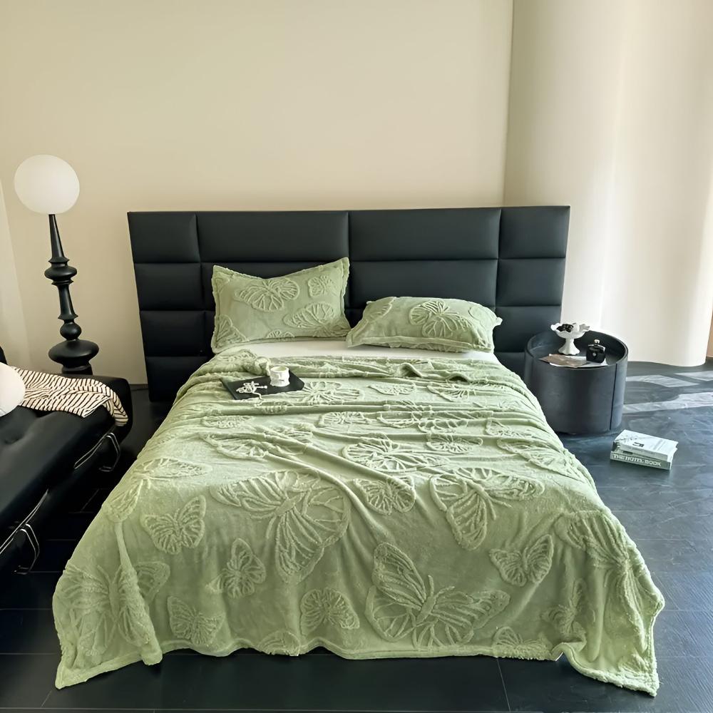 CozyNest | Butterfly Jacquard Flannel Blanket