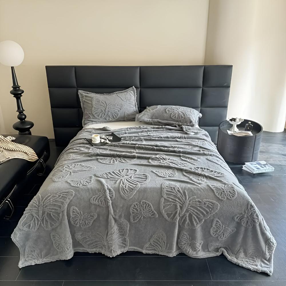 CozyNest | Butterfly Jacquard Flannel Blanket