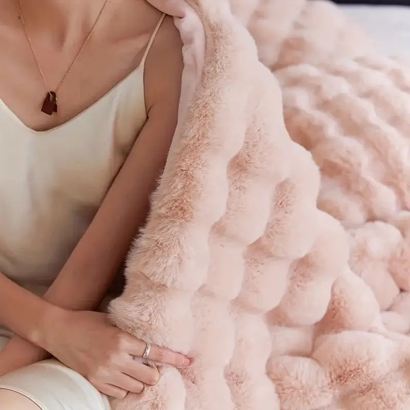 CozyNest | Rabbit Faux-Fur Blanket Throw