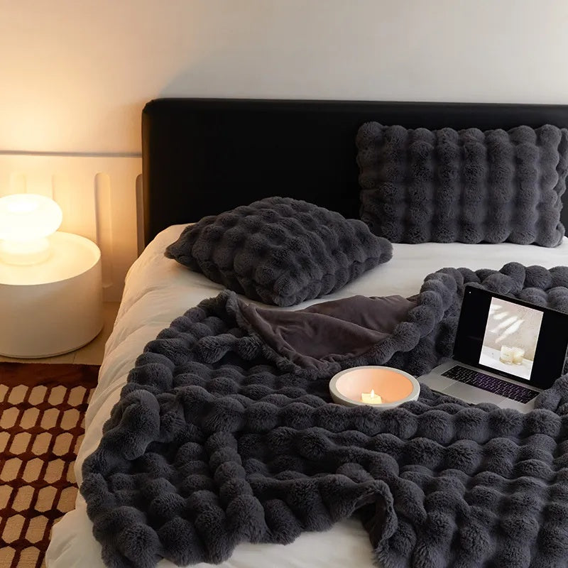 CozyNest | Rabbit Faux-Fur Blanket Throw