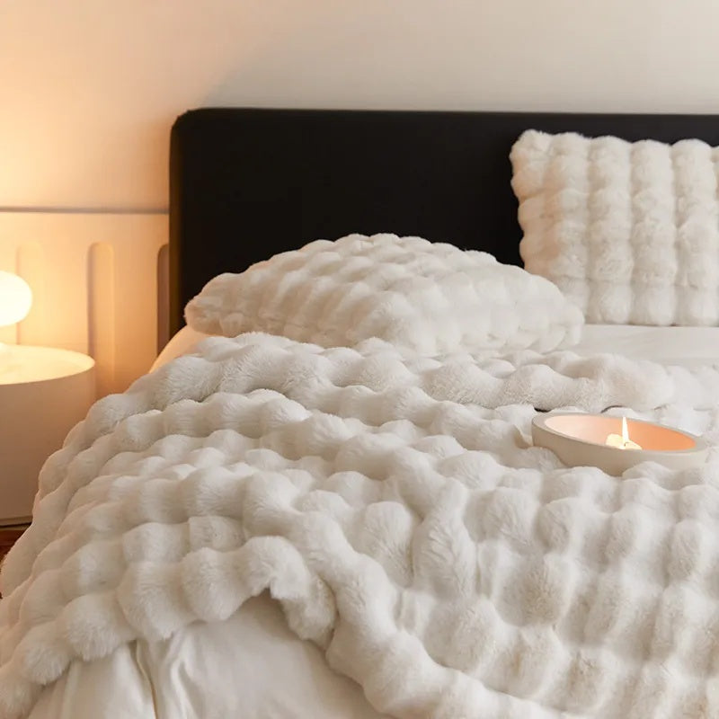 CozyNest | Rabbit Faux-Fur Blanket Throw