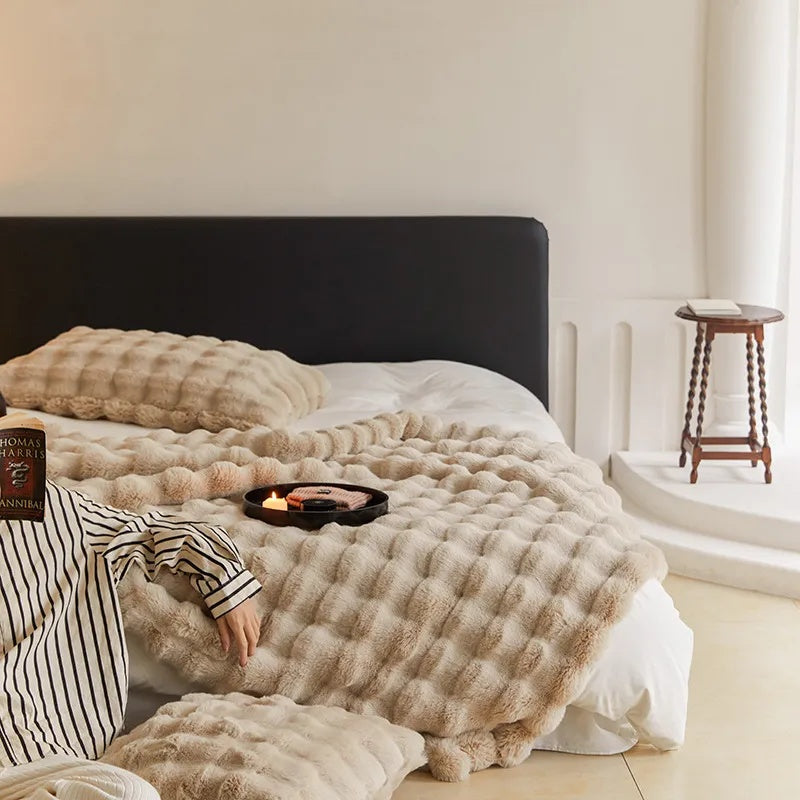 CozyNest | Rabbit Faux-Fur Blanket Throw