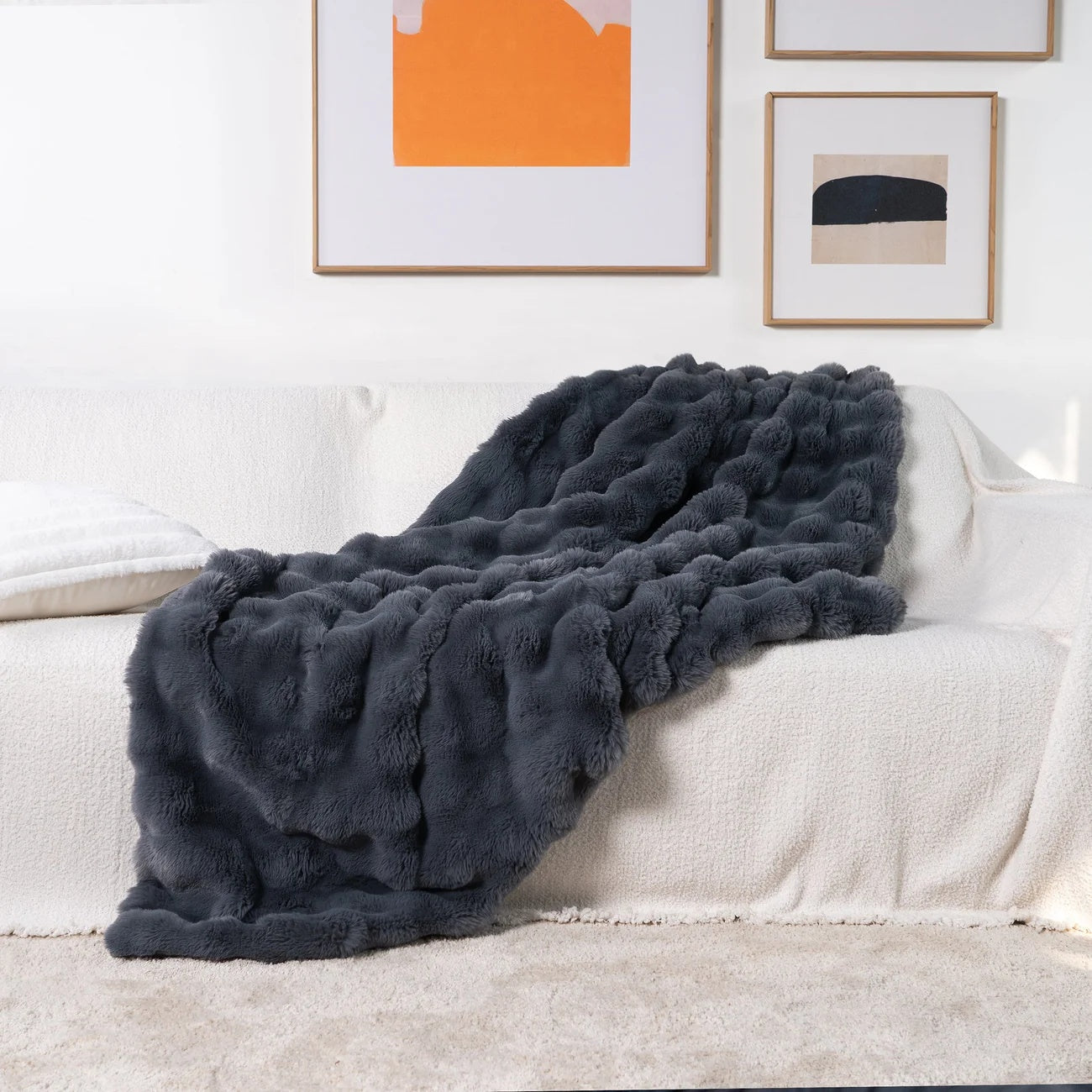 CozyNest | Rabbit Faux-Fur Blanket Throw
