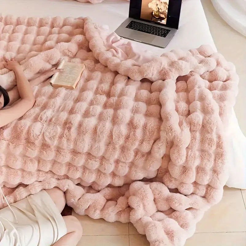 CozyNest | Rabbit Faux-Fur Blanket Throw