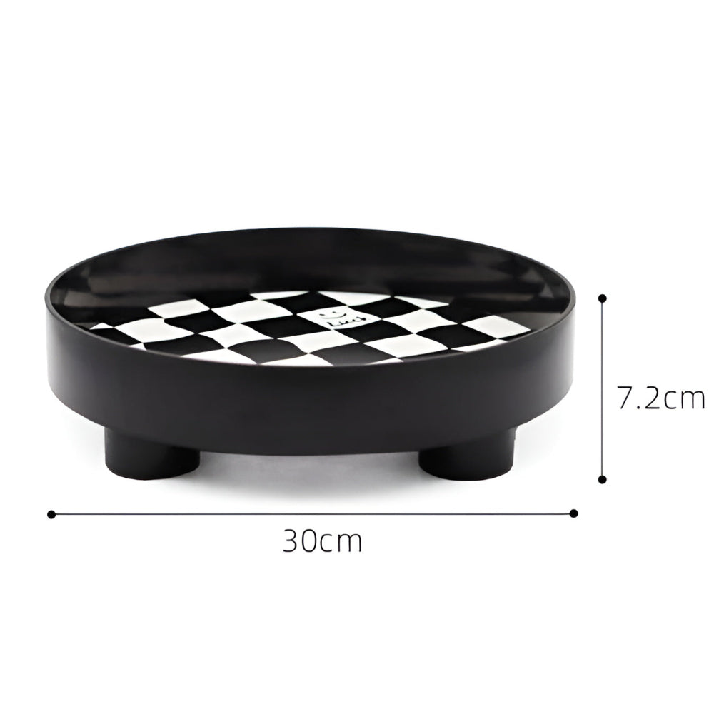 CheckerMate | Round Checkerboard Storage Tray