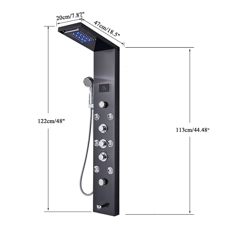 Zanetti | Luxury LED Shower Panel - SPA Massage Jet & Rainfall System