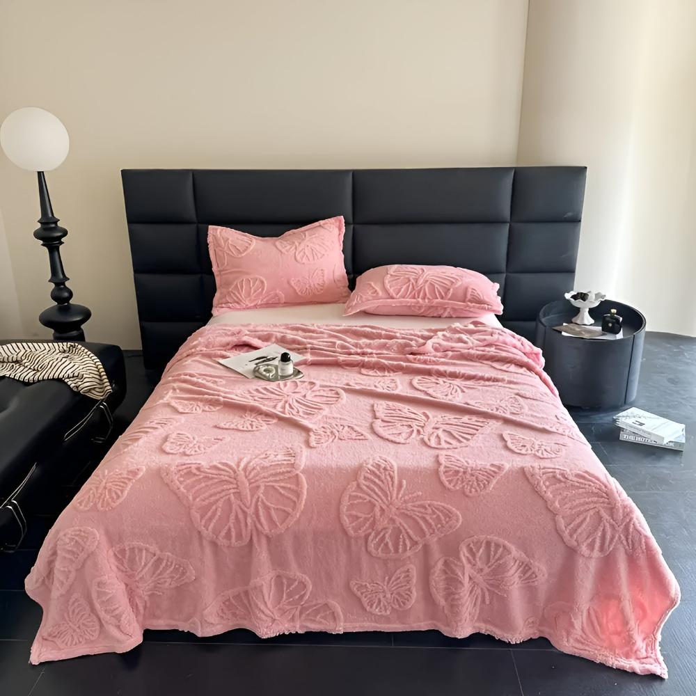 CozyNest | Butterfly Jacquard Flannel Blanket
