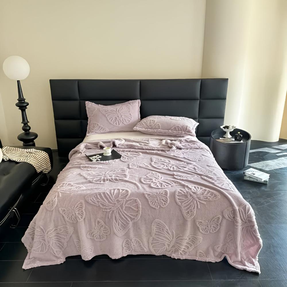 CozyNest | Butterfly Jacquard Flannel Blanket