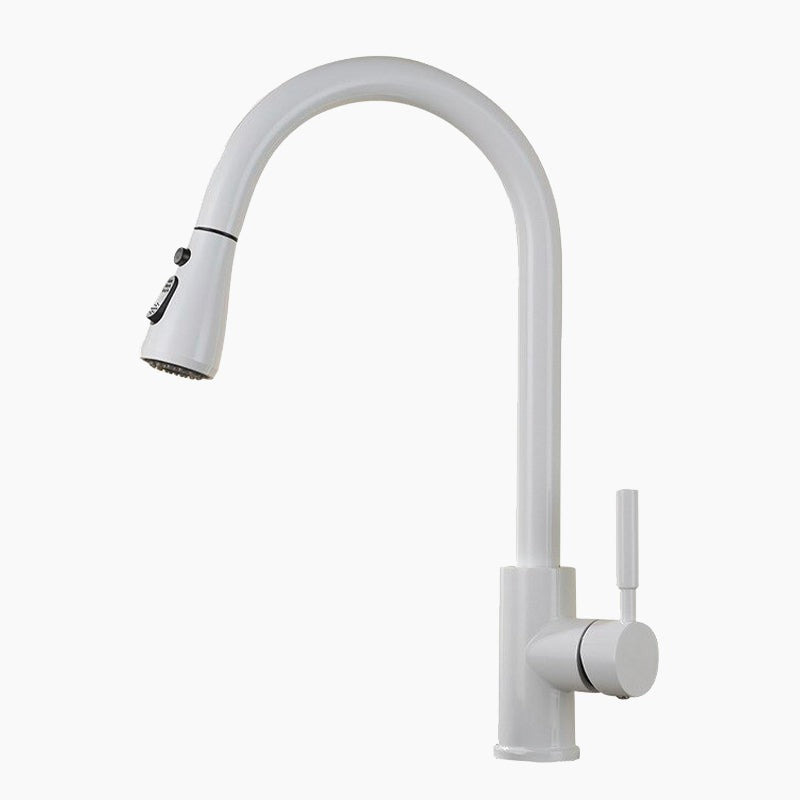 ChromeDuo | Mixer Tap White Swan Neck Kitchen Shower