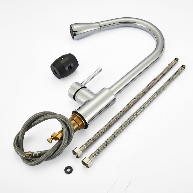 ChromeDuo | Mixer Tap White Swan Neck Kitchen Shower