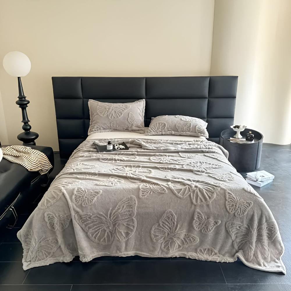 CozyNest | Butterfly Jacquard Flannel Blanket
