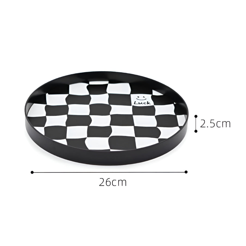 CheckerMate | Round Checkerboard Storage Tray