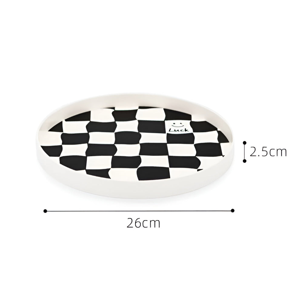 CheckerMate | Round Checkerboard Storage Tray