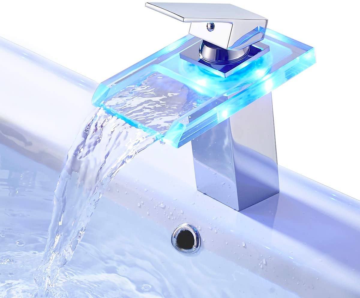 Ancona | Waterfall Basin Faucet - LED Glass & Temp Control