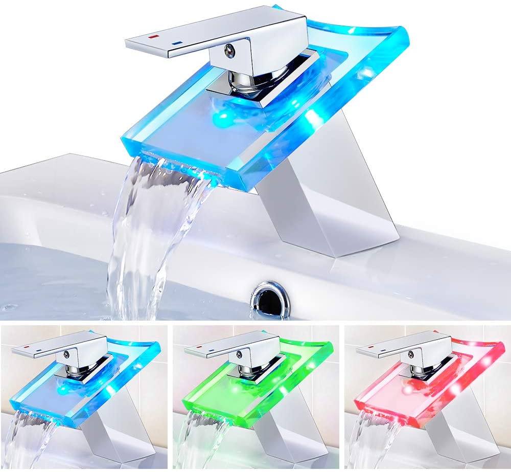 Ancona | Waterfall Basin Faucet - LED Glass & Temp Control