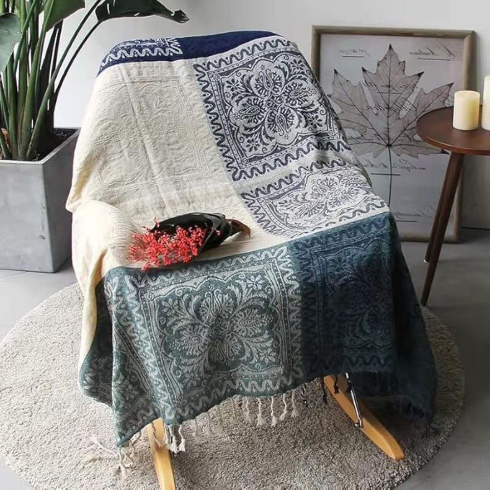 BohoCozy | Floral Tassel Knit Bohemian Blanket