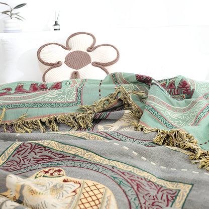 BohoHome | Bohemian Elephant Print Tassel Blanket