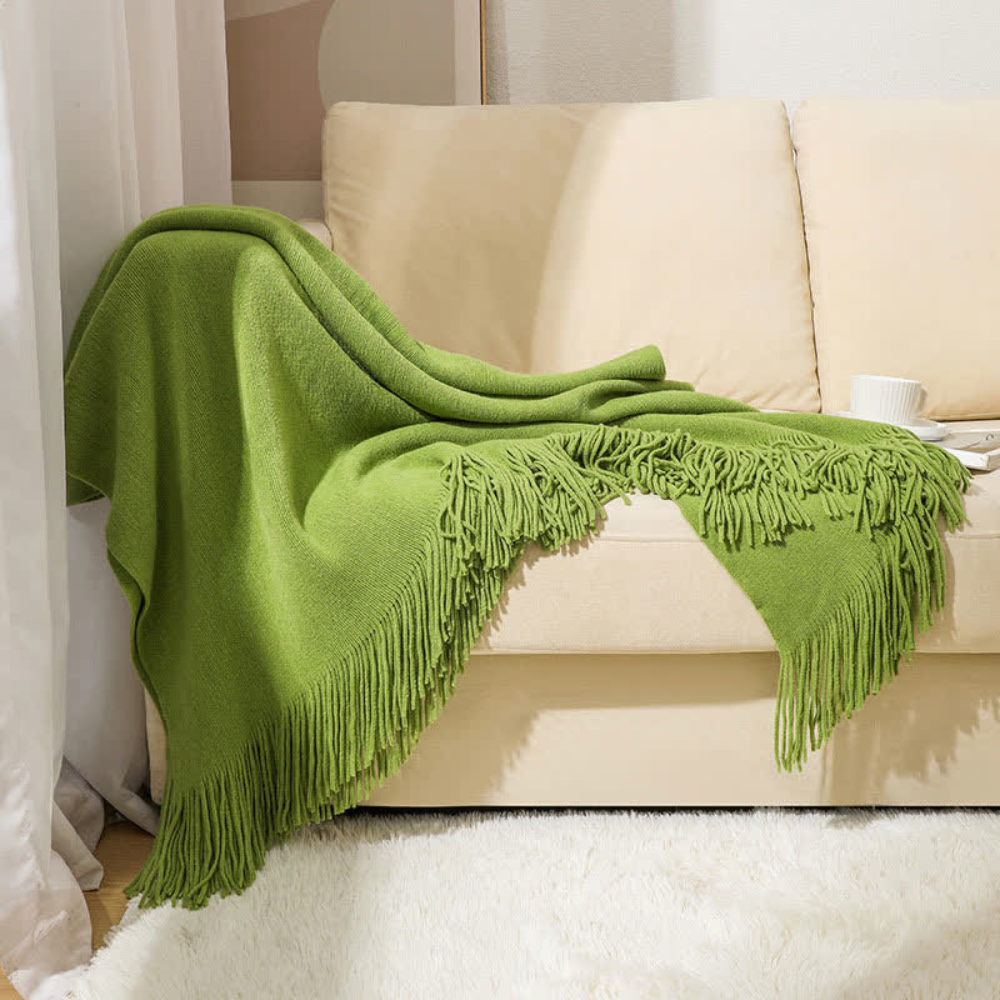 CozyWeave | Chunky Knit Tassel Throw Blanket