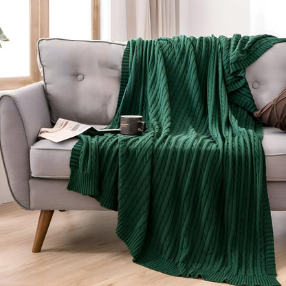 CozyWeave | Braid Knitted Cotton Throw Blanket