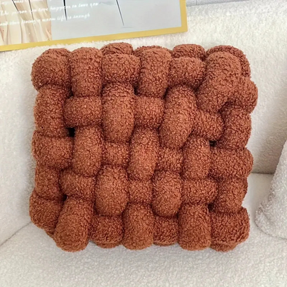 CozyNest | Plush Woven Knot Boucle Cushion