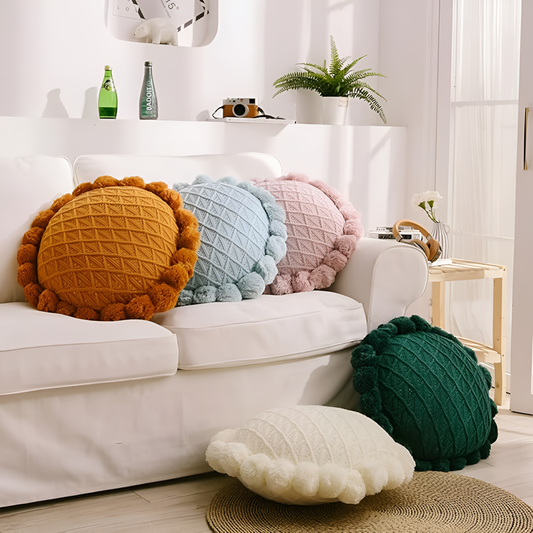 ChicDecor | Sunflower Pom-Pom Cushion Pillow